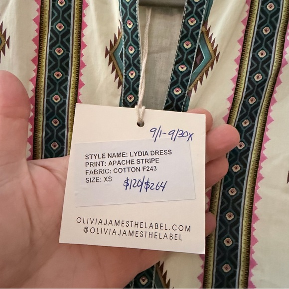 Olivia James Lydia dress Apache stripe sz XS - Picture 3 of 7